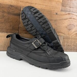 Polo Sport Ralph Lauren Black Leather Buckle Strap Lade Up Shoes‎ Men Size 10.5D